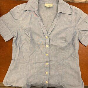 Ann Taylor by LOFT Blue Button-Up Blouse, Size 2